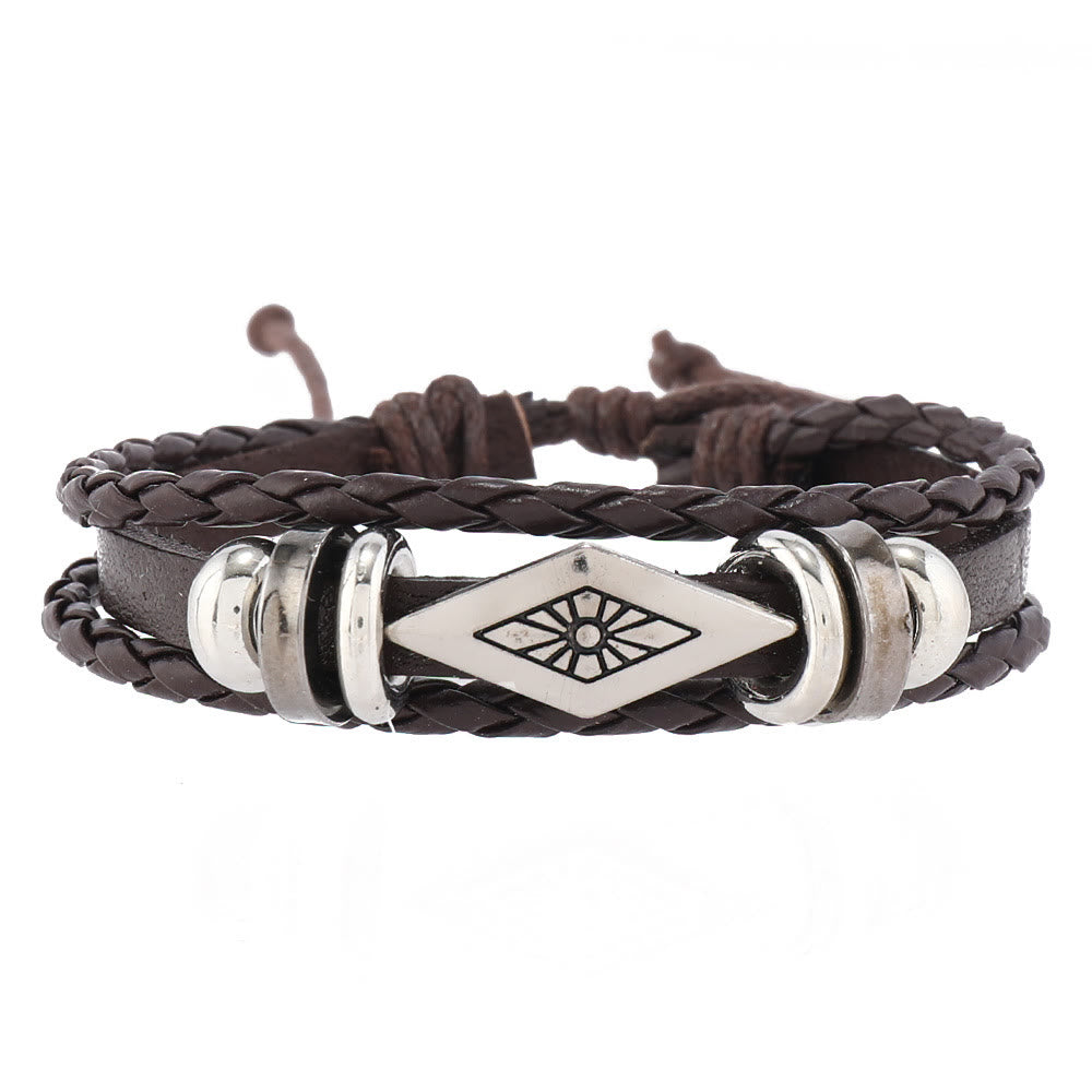 Olivenorma Feather Natural Stone Handmade Woven Leather Bracelet Set