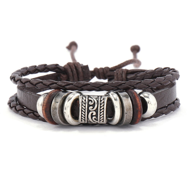 Olivenorma Multi-Layer Turkish Evil Eye Gemstone Leather Bracelet Set