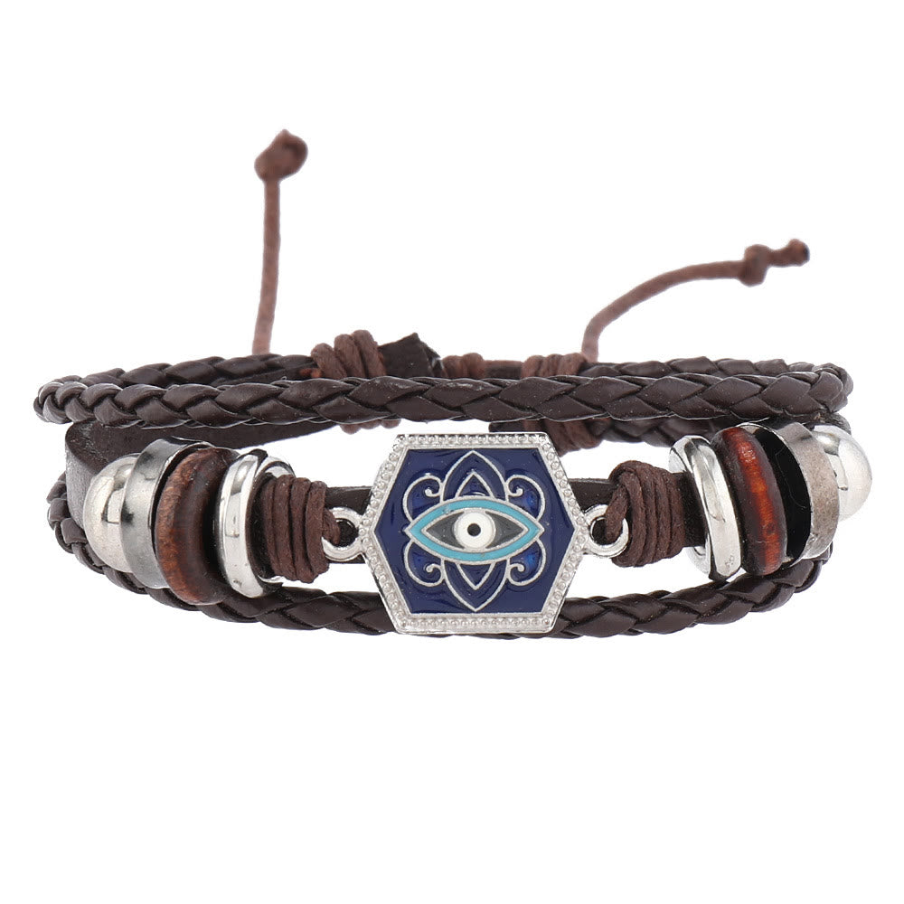 Olivenorma Multi-Layer Turkish Evil Eye Gemstone Leather Bracelet Set - image 5