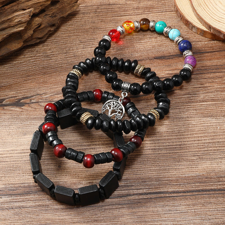 Olivenorma Tree of Peace 7 Chakra Gemstone 4Pcs Bracelets Set