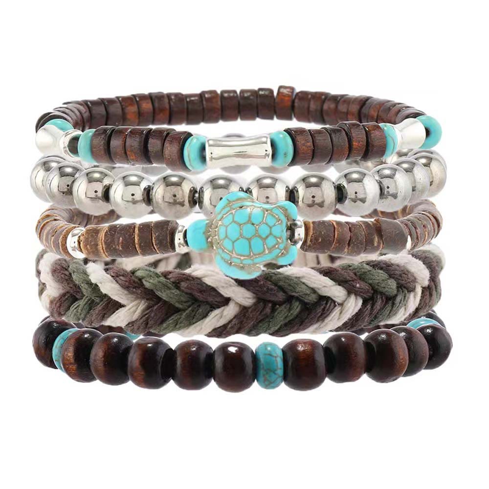 Olivenorma Turtle Turquoise Coconut Shell Wax Thread Braclets