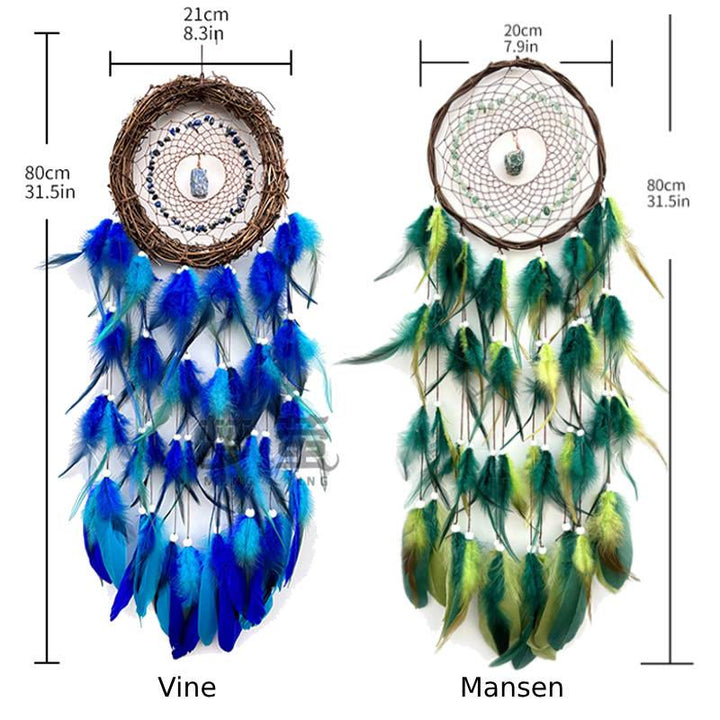 Olivenorma Wall Decoration Natural Rattan Gemstone Dream Catcher