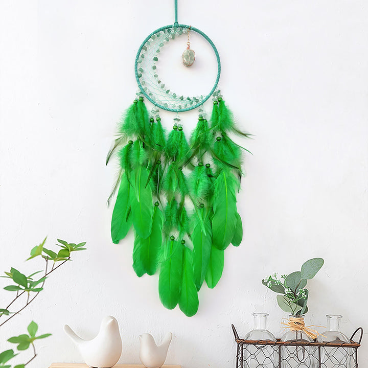 Olivenorma Crescent Raw Gemstone Feather Indian Dream Catcher