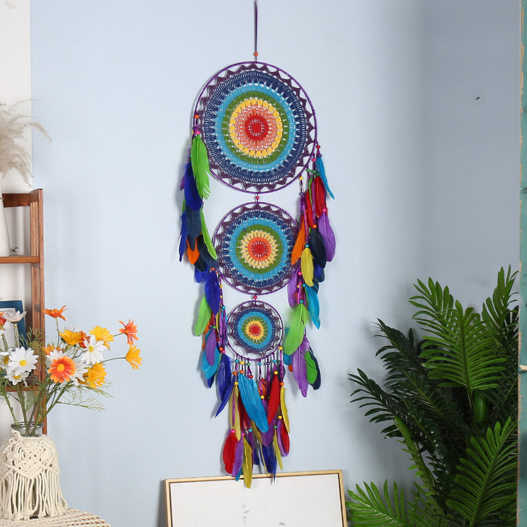 Olivenorma Multiple Patterns Bohemian Handmade Woven Dreamcatcher - Style 33 - Triple Catchers - image 33