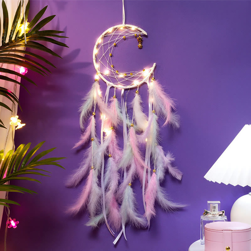 Olivenorma Crescent Moon & Star Lights Dream Catcher