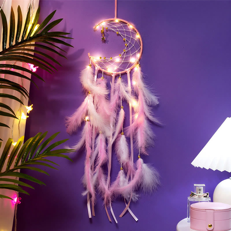 Olivenorma Crescent Moon & Star Lights Dream Catcher