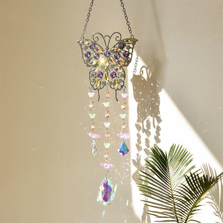 Olivenorma Butterfly Crystal Suncatcher Gemstone Wind Chime