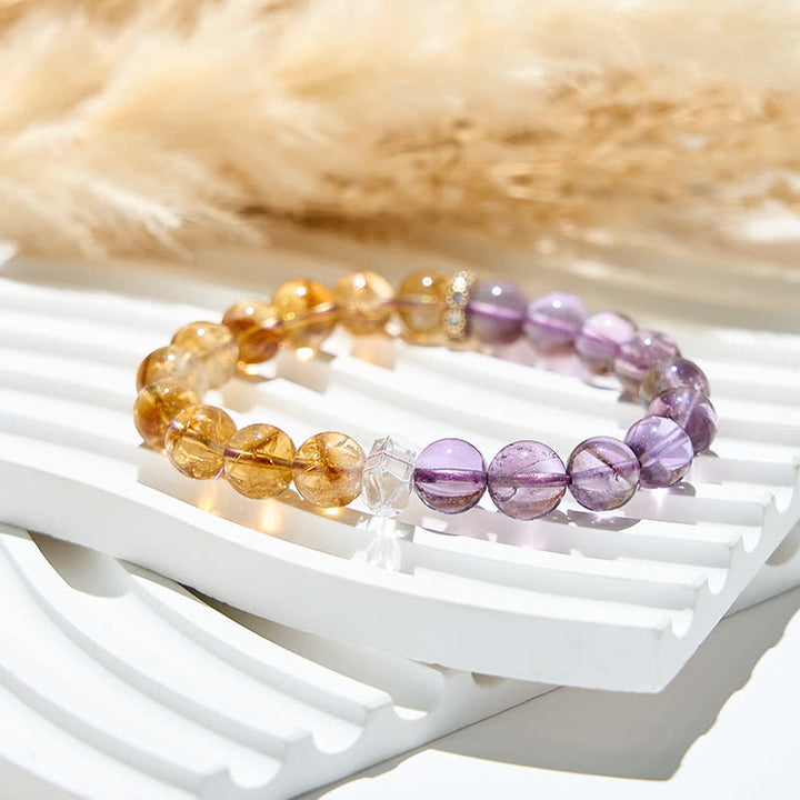 Olivenorma 9mm Natural Amethyst Citrine Beads Bracelet