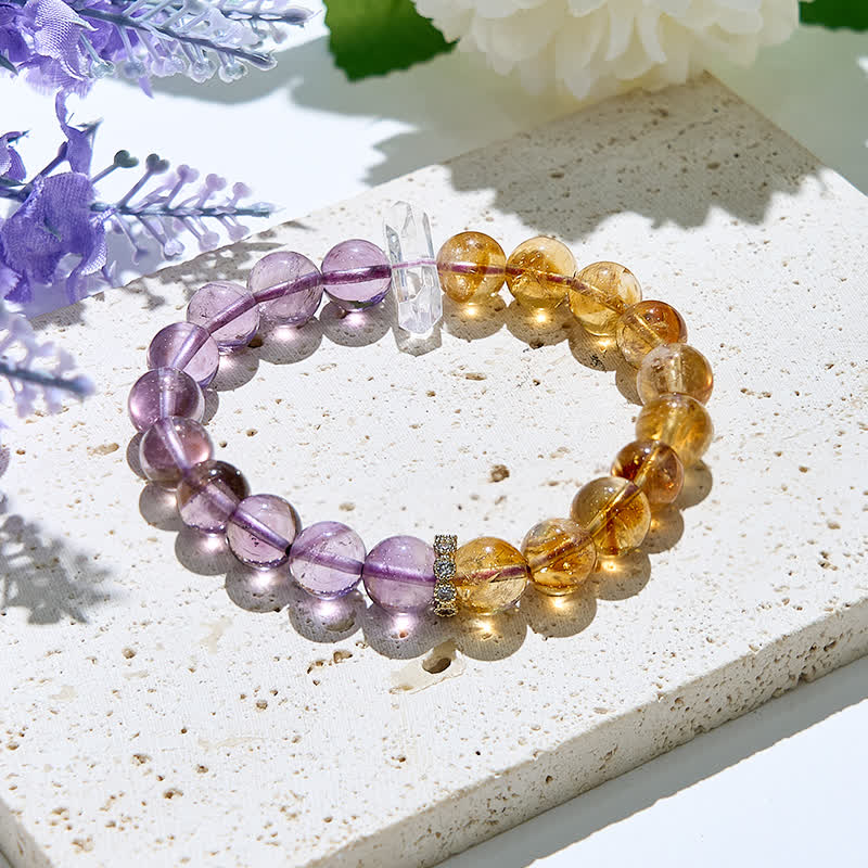 Olivenorma 9mm Natural Amethyst Citrine Beads Bracelet