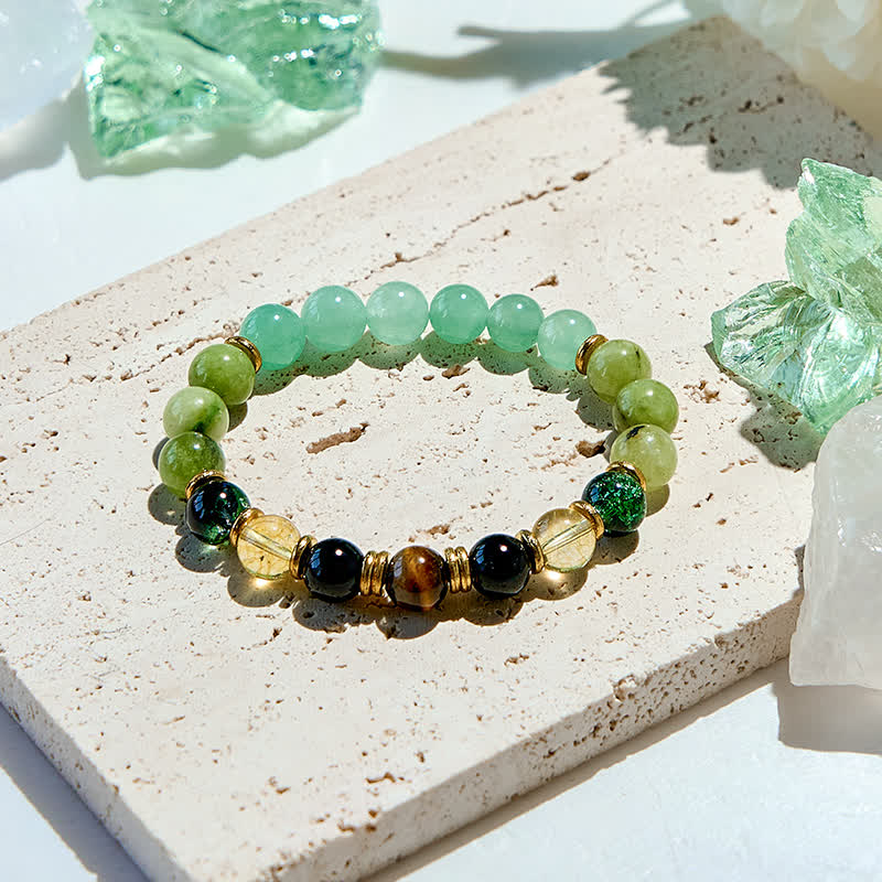 Olivenorma Natural Green Aventurine Prehnite Beads Bracelet