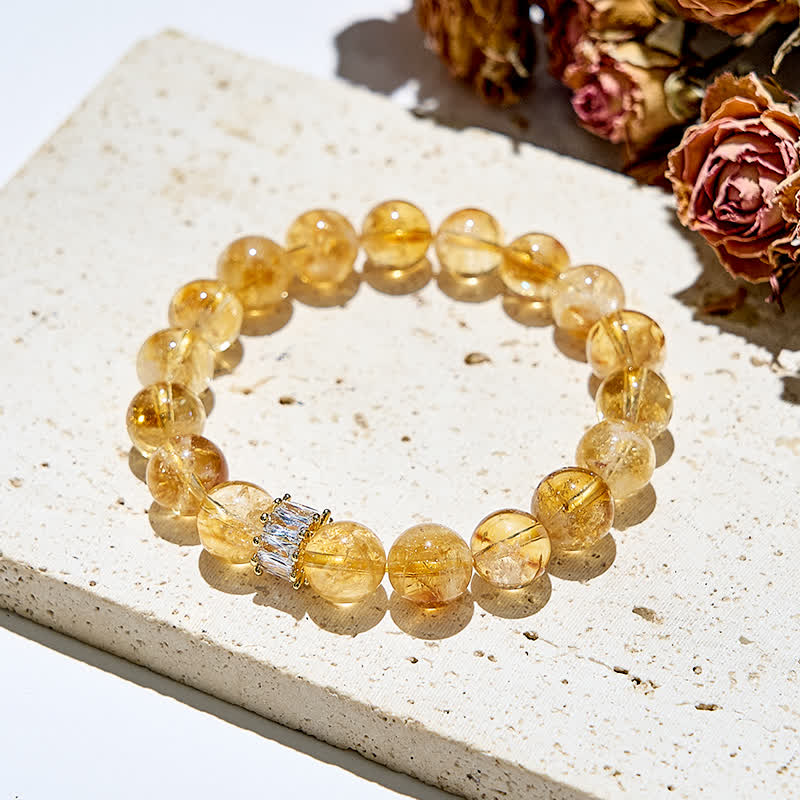 Olivenorma Natural Citrine White Zircon Beads Bracelet