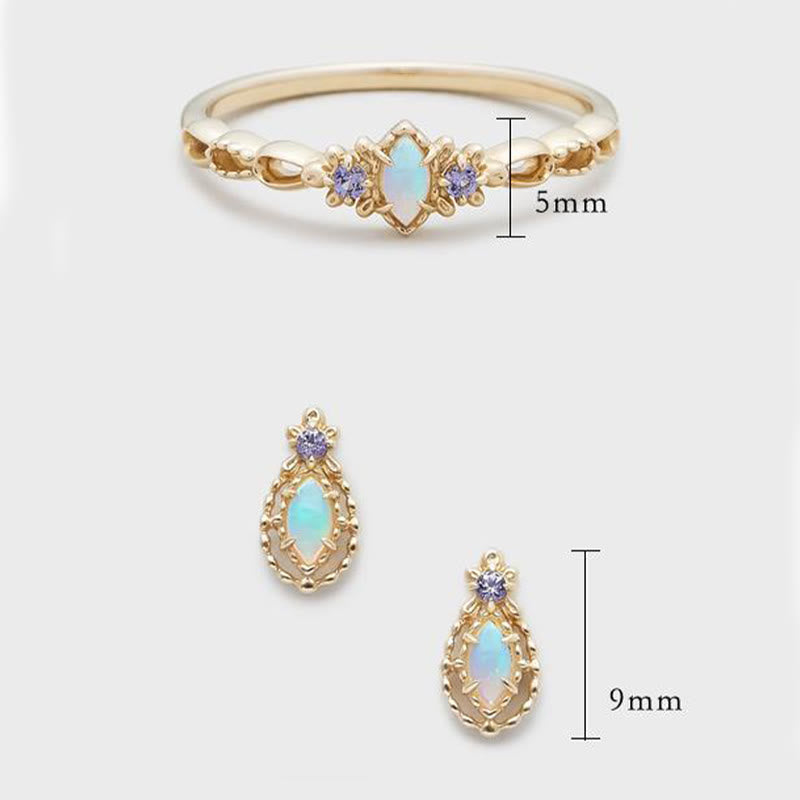 Olivenorma Opal Necklace Ring Earrings Set Gemstone Jewelry Set