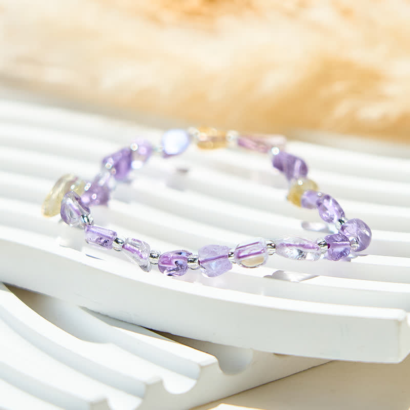 Olivenorma Natural Lepidolite Citrine Beaded Bracelet