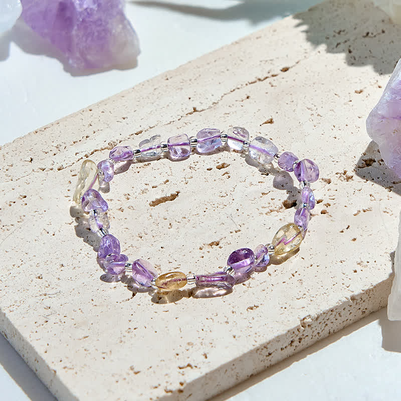 Olivenorma Natural Lepidolite Citrine Beaded Bracelet