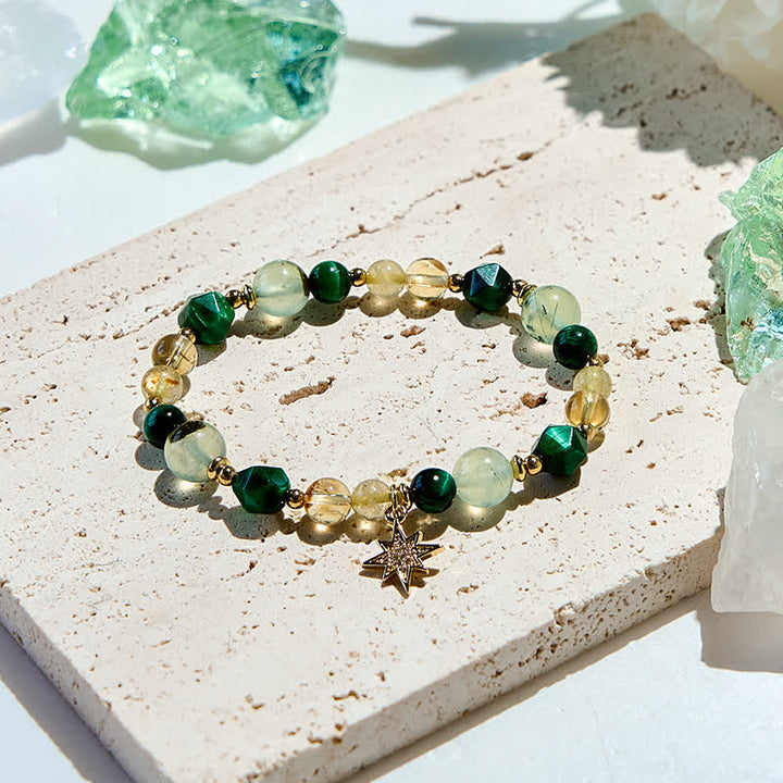 Olivenorma Citrine Prehnite Green Tiger Eye Beads Bracelet