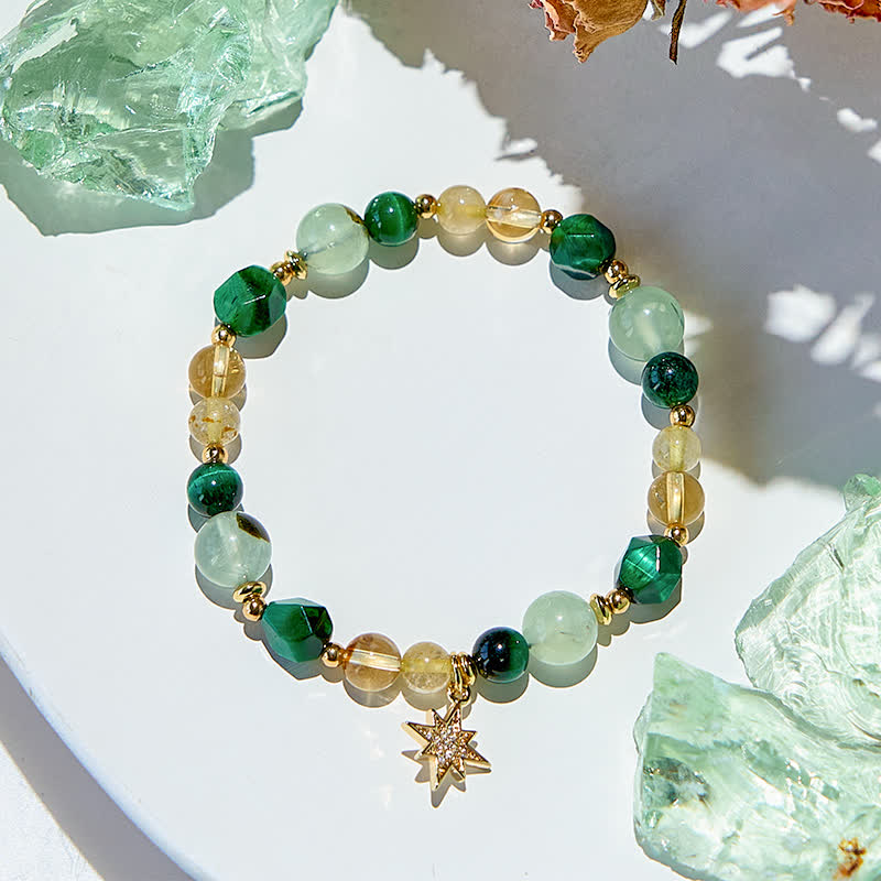 Olivenorma Citrine Prehnite Green Tiger Eye Beads Bracelet