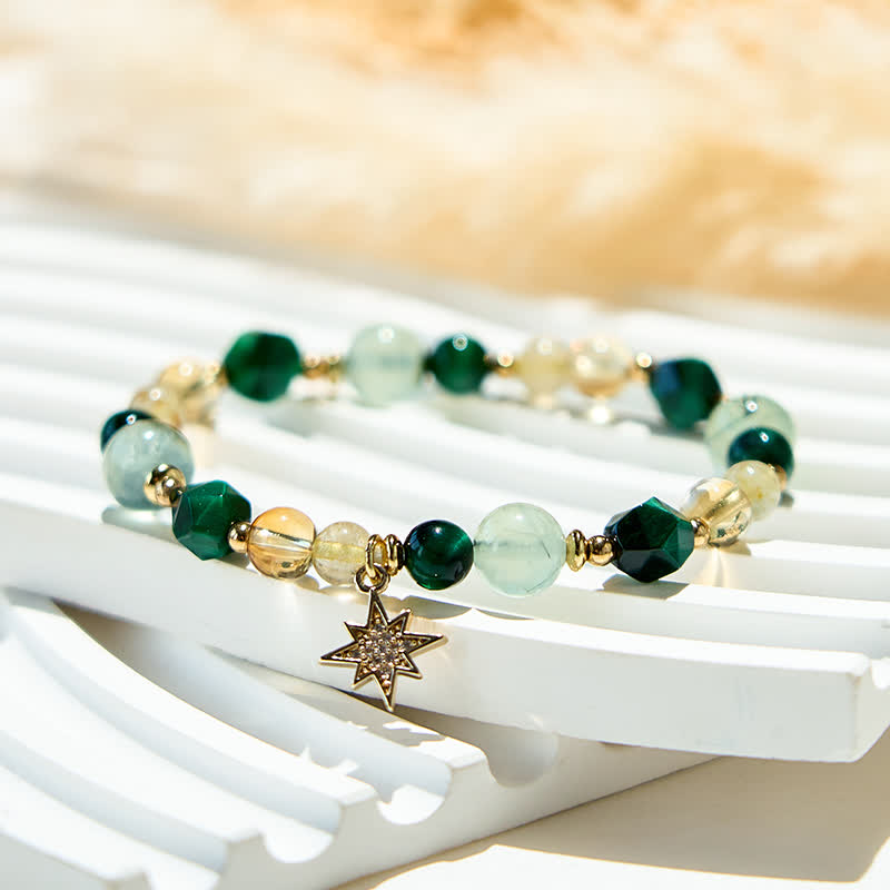 Olivenorma Citrine Prehnite Green Tiger Eye Beads Bracelet