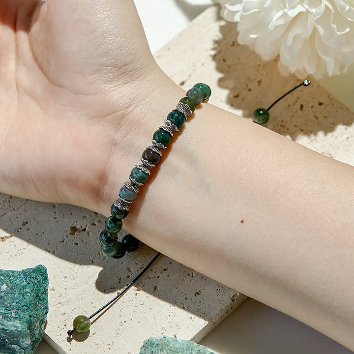 Olivenorma Natural Moss Agate Beaded Bracelet