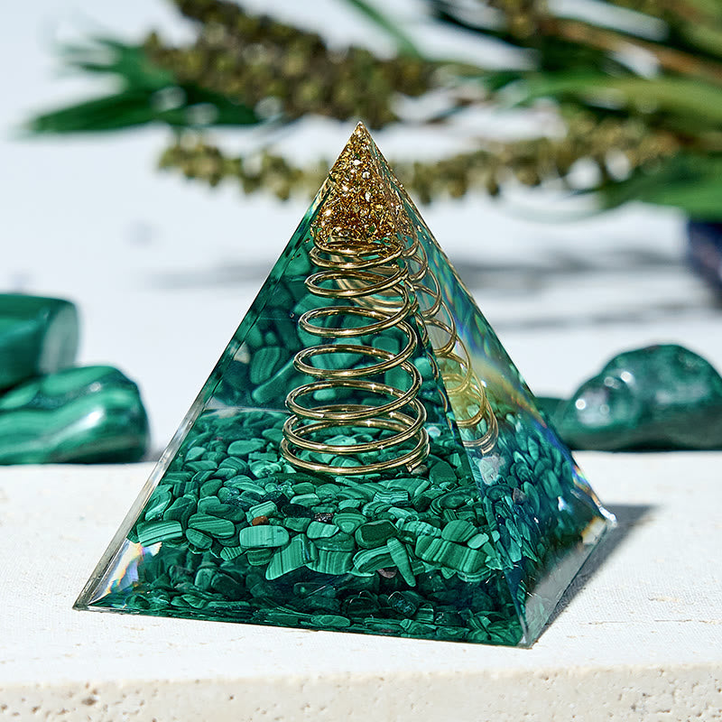 Olivenorma Handmade Malachite Positive Energy Orgone Pyramid