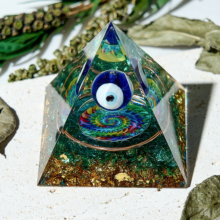 Olivenorma Aquamarine Handmade Protection Energy Orgone Pyramid