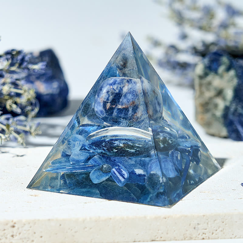 Olivenorma Genuine Sodalite Kyanite Blue Earth Orgone Pyramid