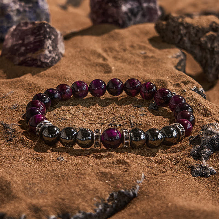 Olivenorma Natural Hematite Pink Tiger Eye Beads Bracelet