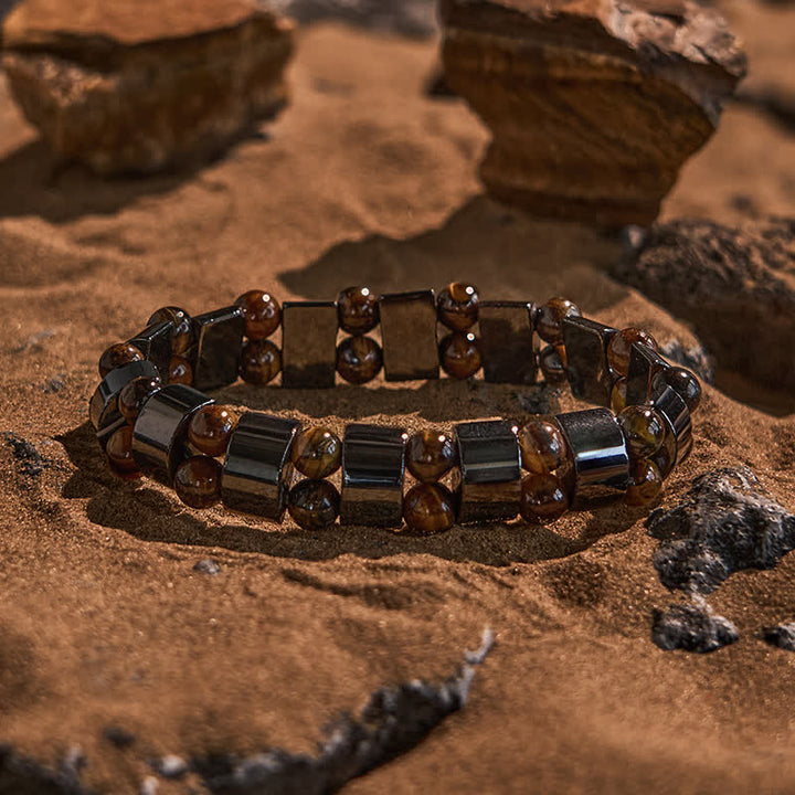 Olivenorma Natural Hematite Tiger Eye Beads Bracelet