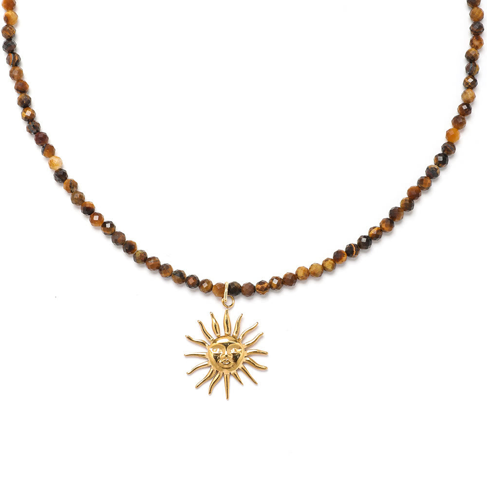 Olivenorma Boho Sun Moon Star Gemstone Beaded Necklace