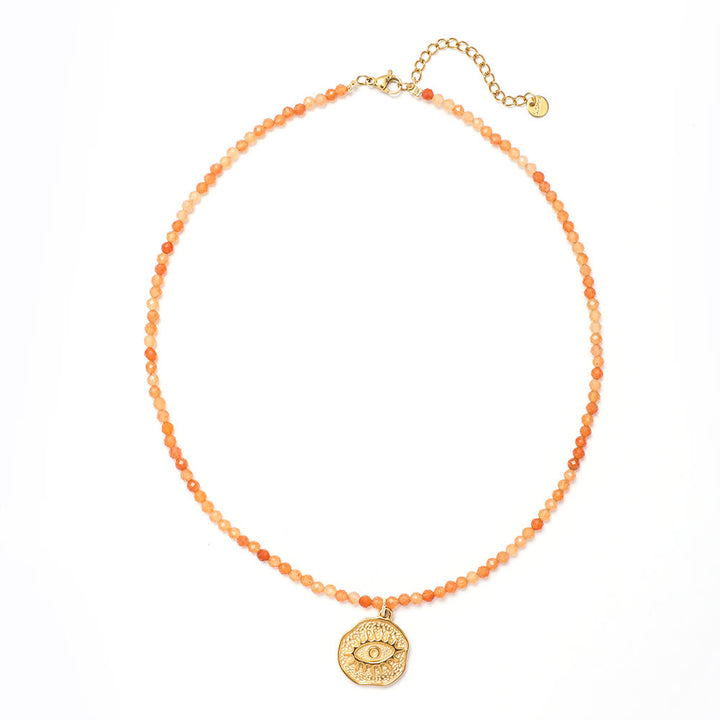 Olivenorma Boho Sun Moon Star Gemstone Beaded Necklace - Evil Eye Charm - image 1