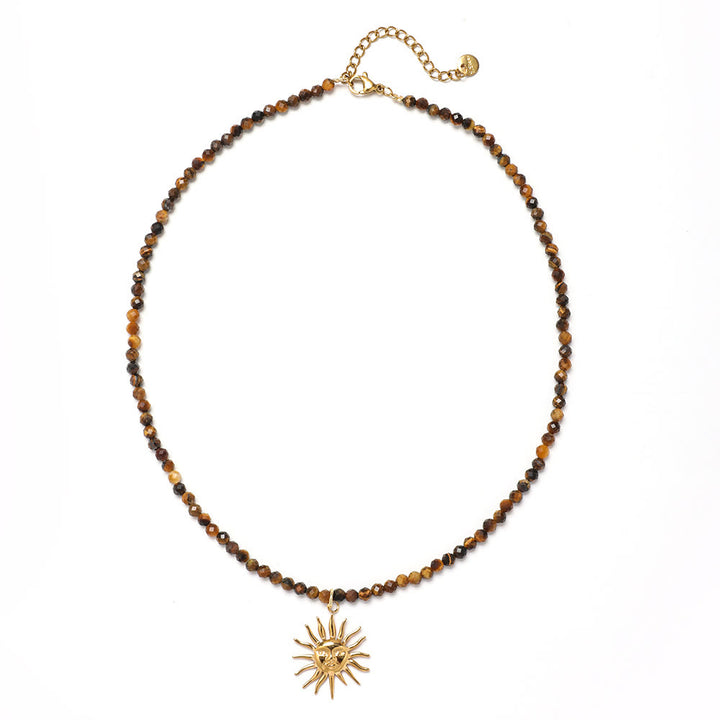 Olivenorma Boho Sun Moon Star Gemstone Beaded Necklace