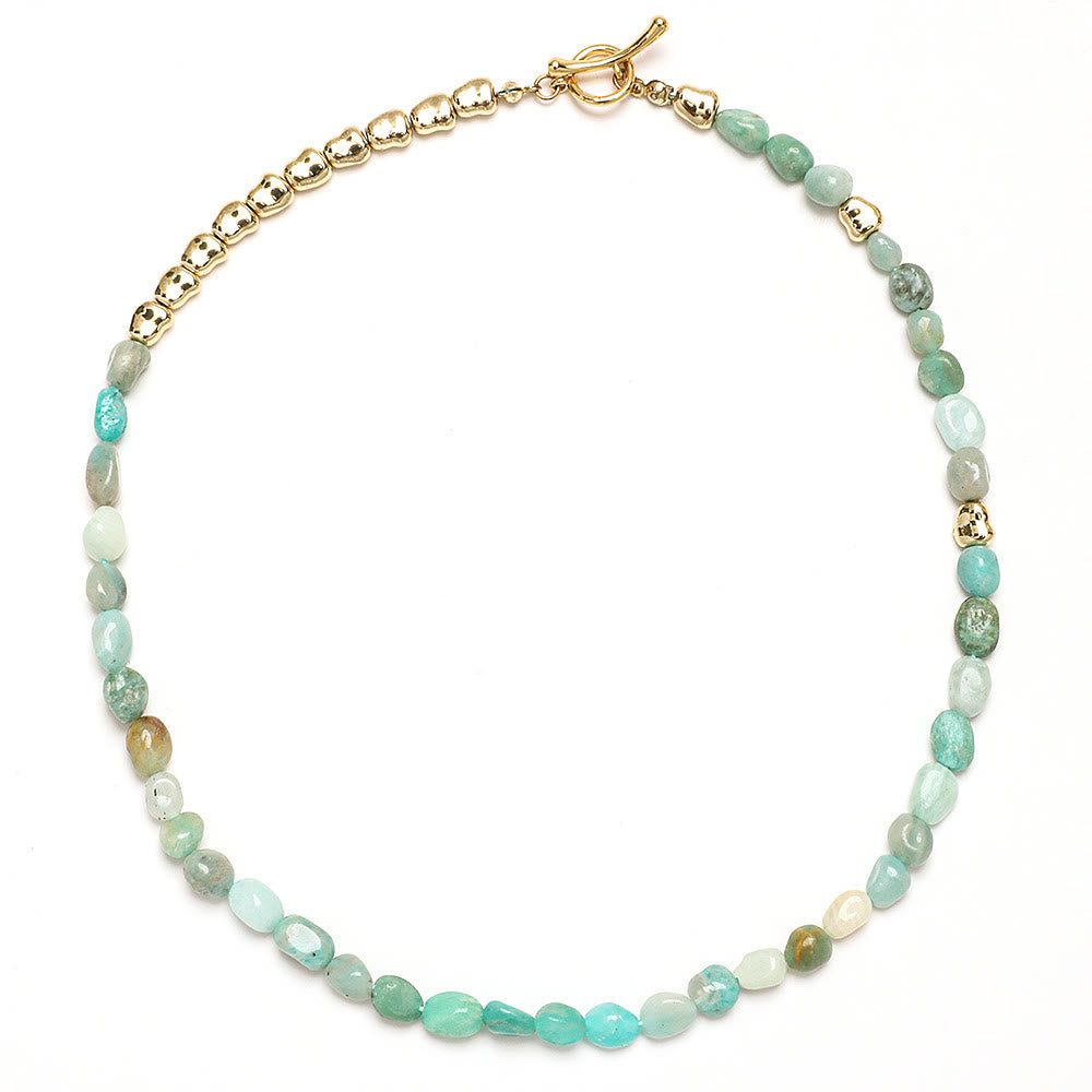 Olivenorma Irregular Amazonite Gemstone Beaded Choker Necklace