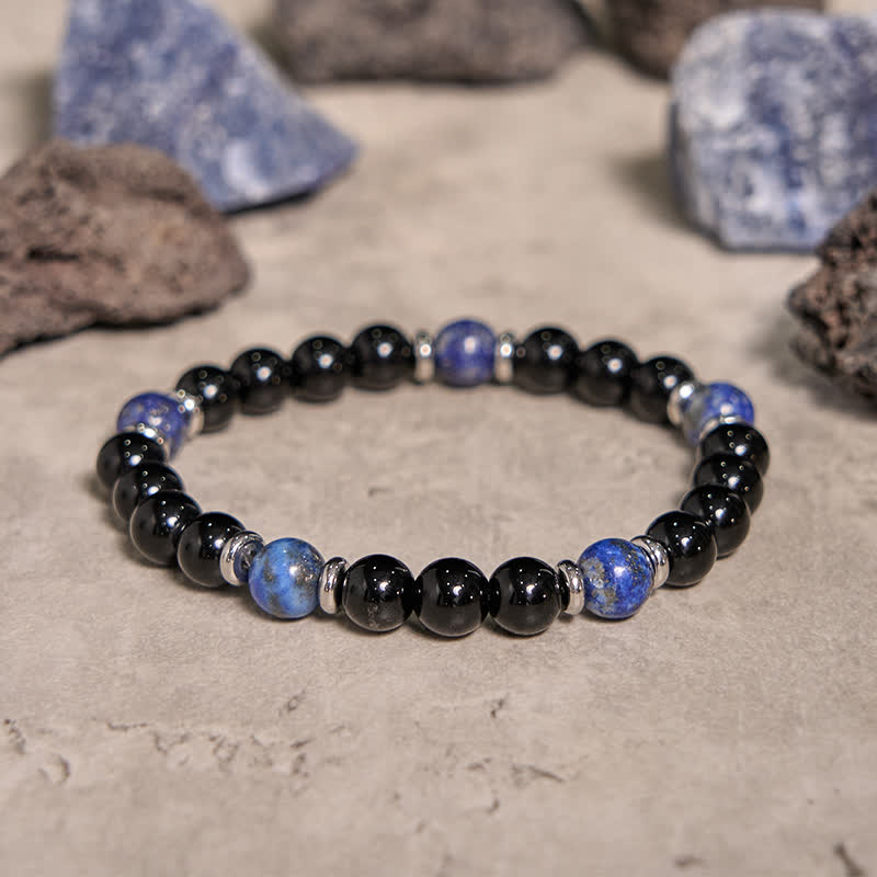 Olivenorma Natural Black Onyx Lapis Lazuli Bead Bracelet