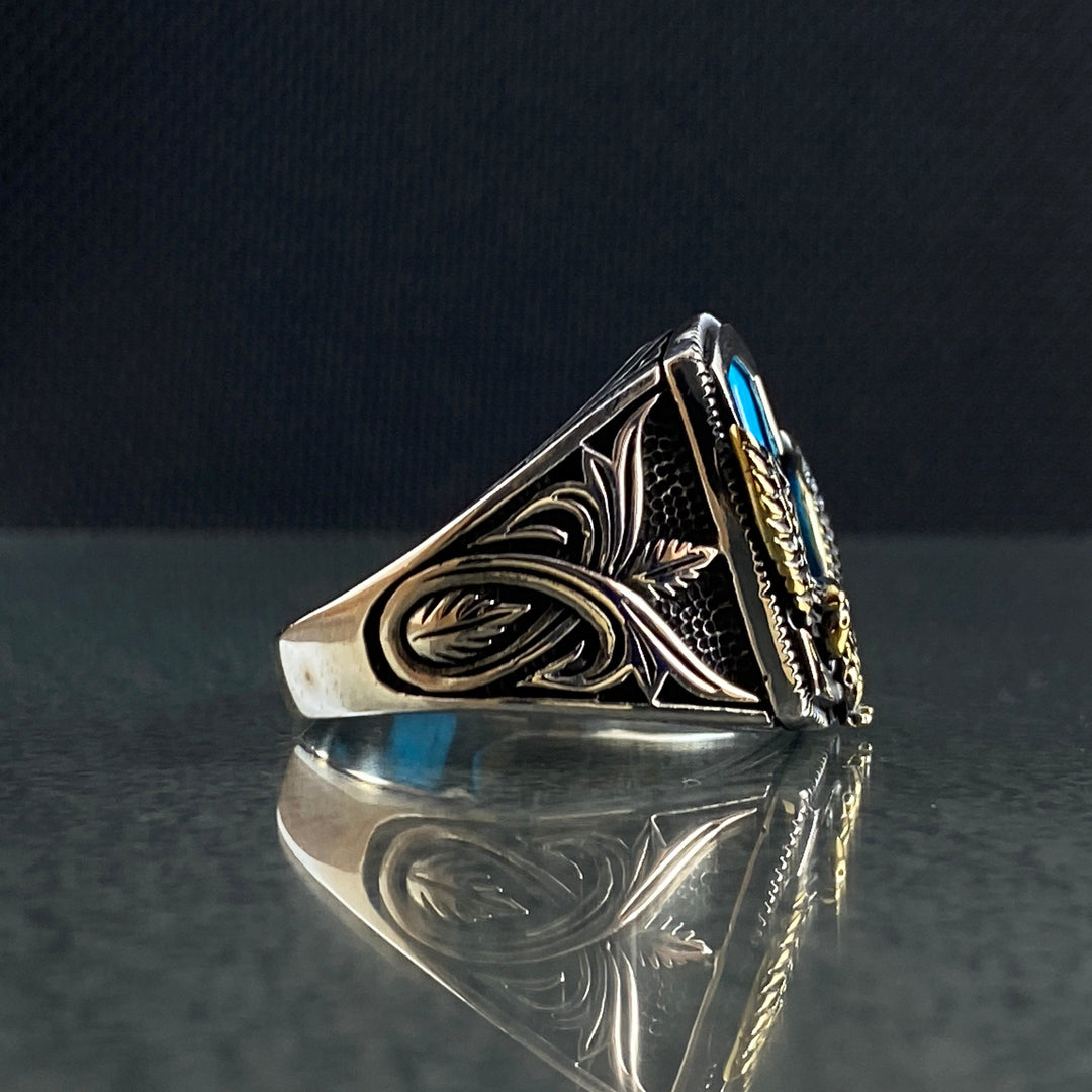 Olivenorma Vintage Eagle Shaped Natural Turquoise Rings