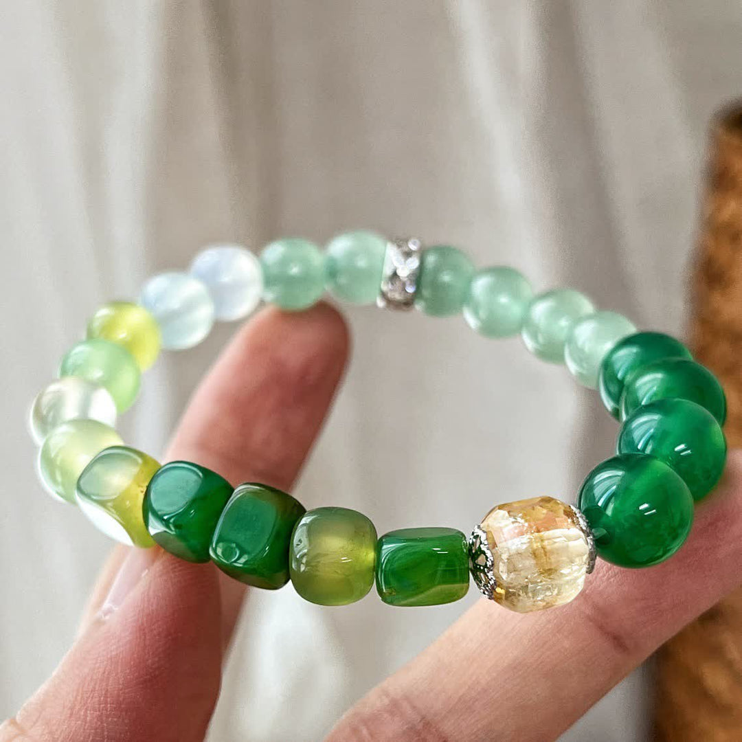 Olivenorma Natural Clear Crystal Green Aventurine Beaded Bracelet