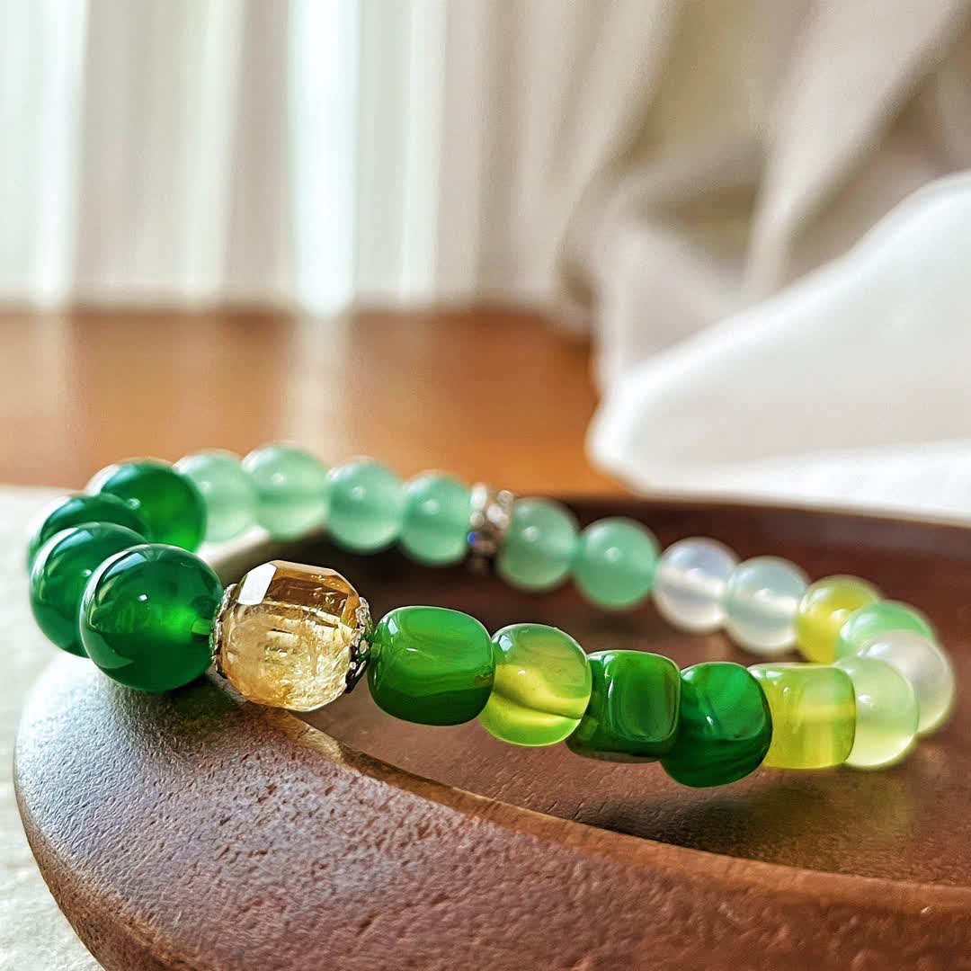 Olivenorma Natural Clear Crystal Green Aventurine Beaded Bracelet