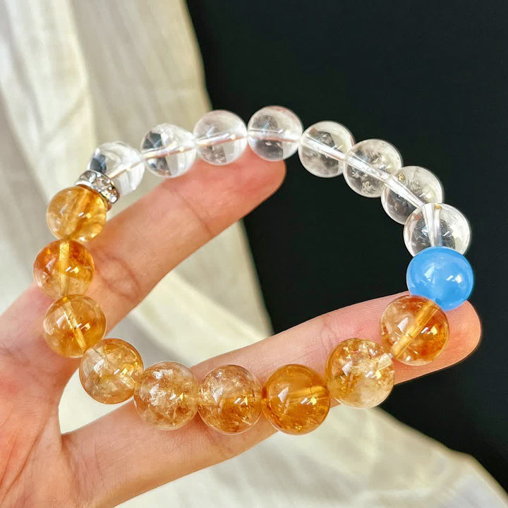 Olivenorma 10cm Citrine Clear Crystal Aquamarine Beaded Bracelet