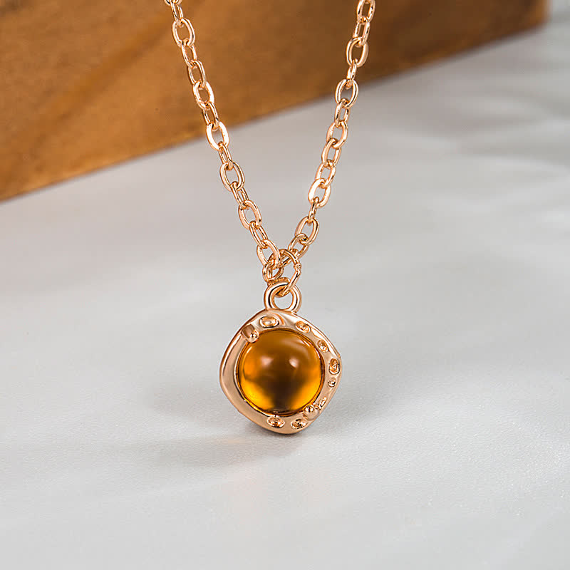 Olivenorma Amber Metal Trim Pendant Necklace