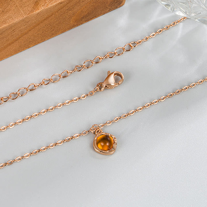 Olivenorma Amber Metal Trim Pendant Necklace