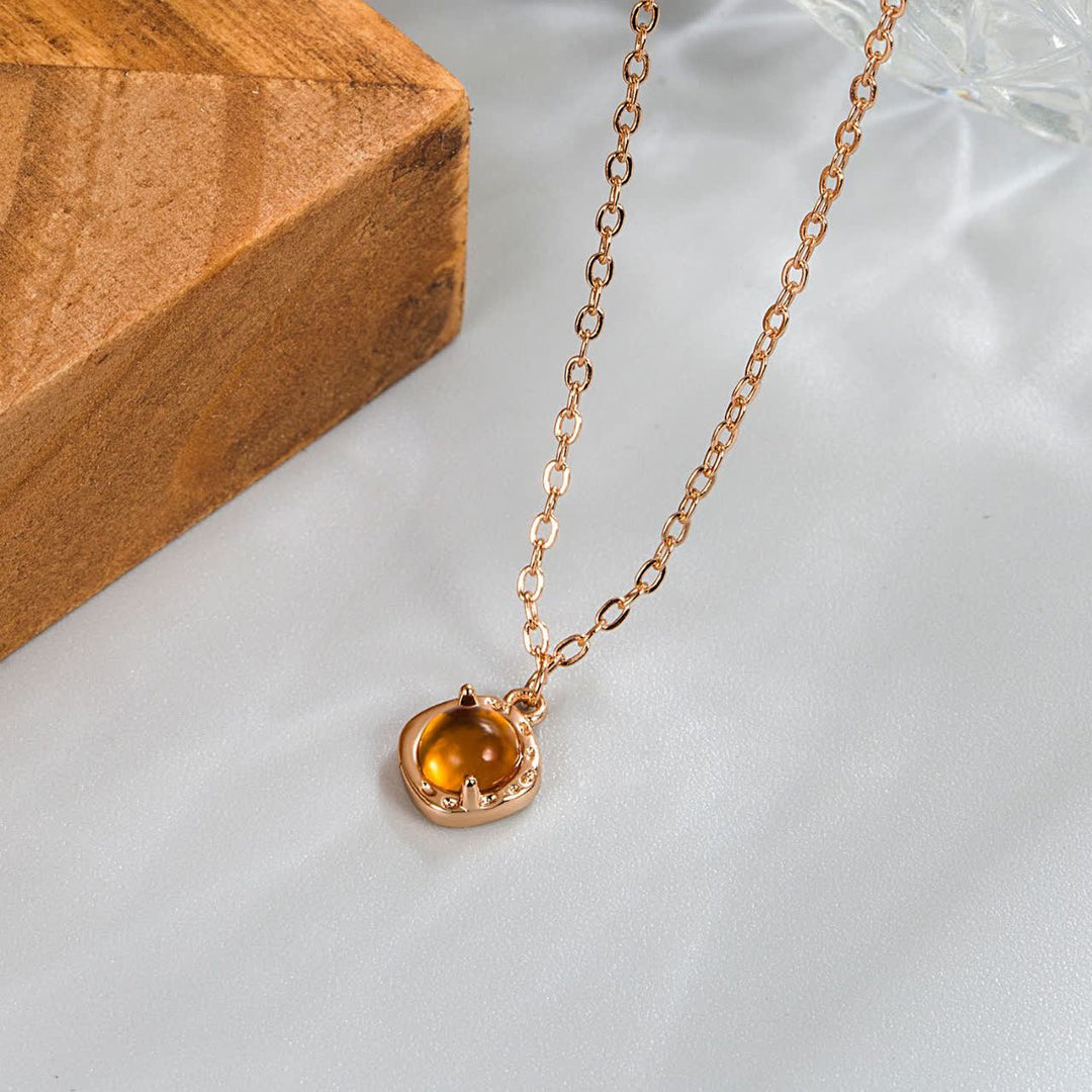 Olivenorma Amber Metal Trim Pendant Necklace