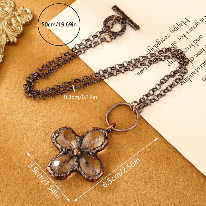 Olivenorma Natural Clear Crystal Clover Pendant Design Necklace - image 4