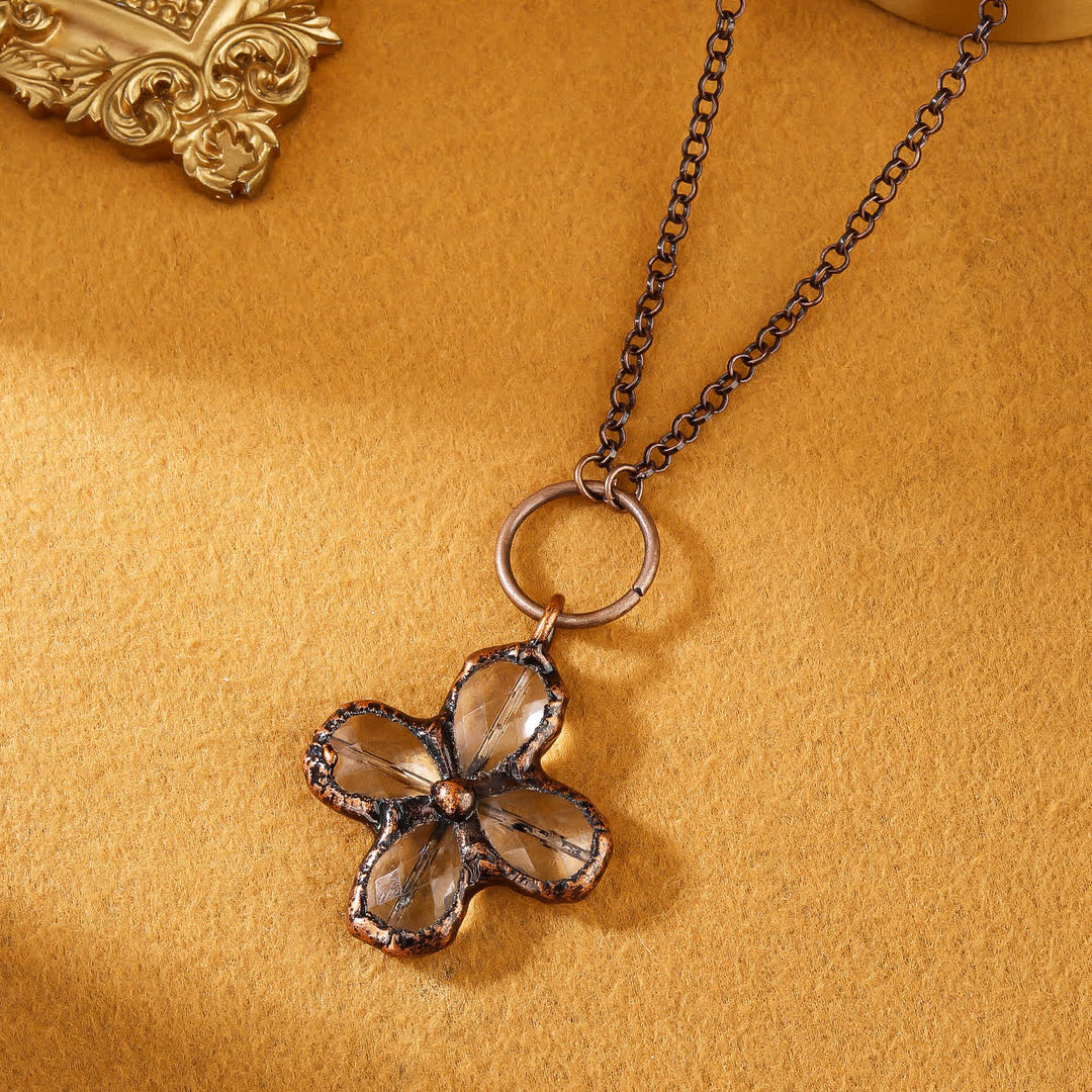 Olivenorma Natural Clear Crystal Clover Pendant Design Necklace - image 3