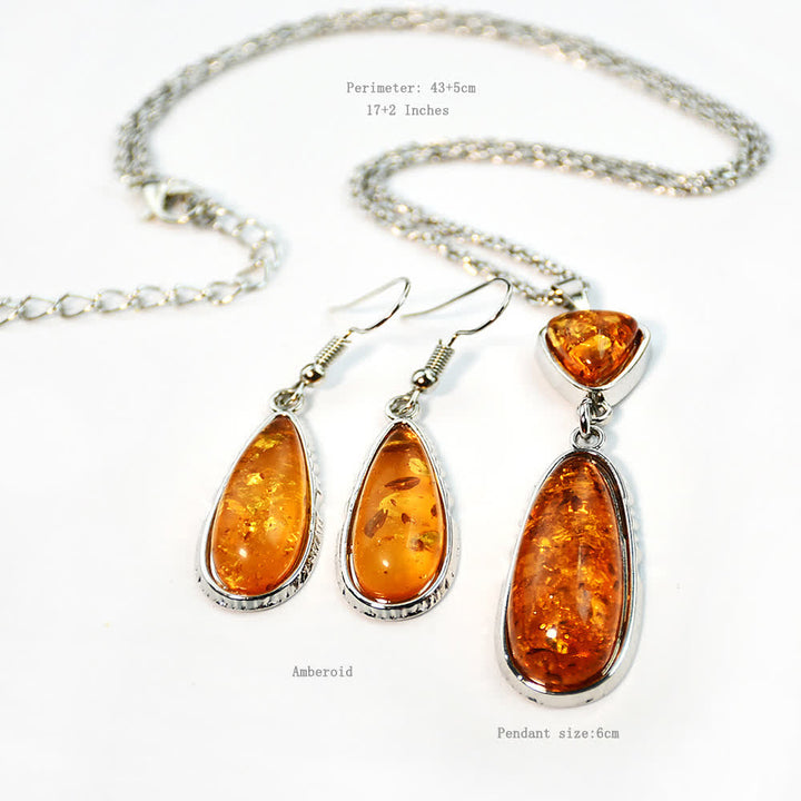 Olivenorma Amber Earrings Necklace Jewelry Set