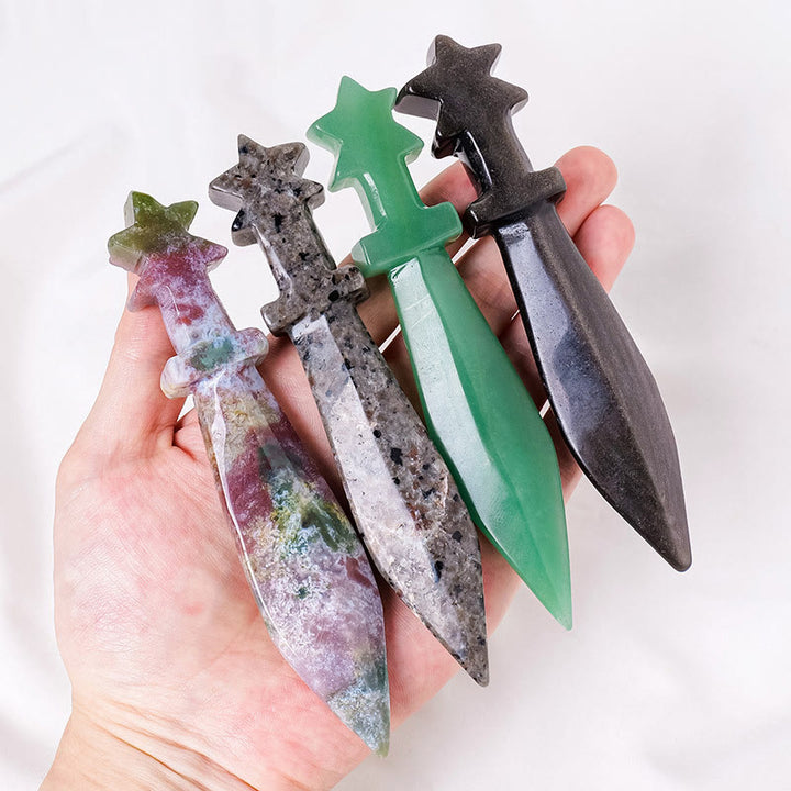 Olivenorma Engraved Dagger Natural Gemstone Decoration