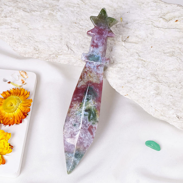 Olivenorma Engraved Dagger Natural Gemstone Decoration