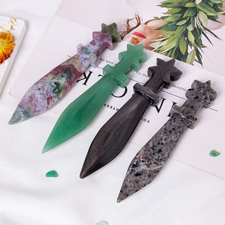 Olivenorma Engraved Dagger Natural Gemstone Decoration