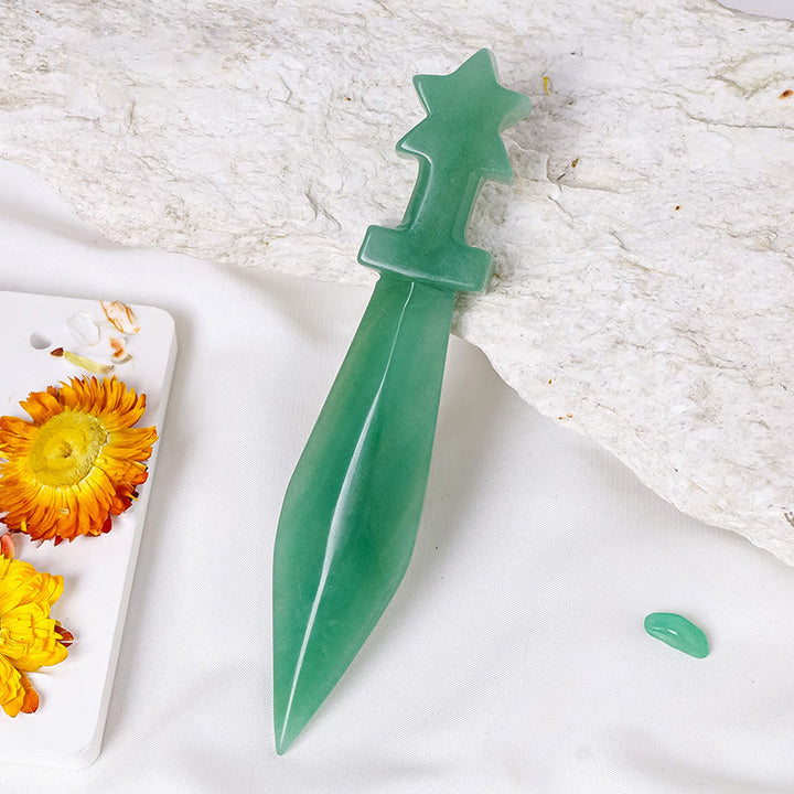 Olivenorma Engraved Dagger Natural Gemstone Decoration  - Green Aventurine - image 0