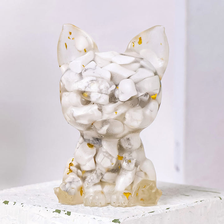 Olivenorma Meditation Dog Ornament Natural Gemstone Decoration - White Turquoise - image 5