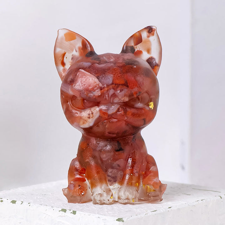 Olivenorma Meditation Dog Ornament Natural Gemstone Decoration - Red Agate - image 15
