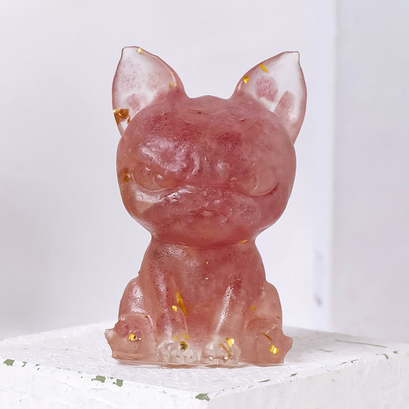 Olivenorma Meditation Dog Ornament Natural Gemstone Decoration - Strawberry Quartz - image 7