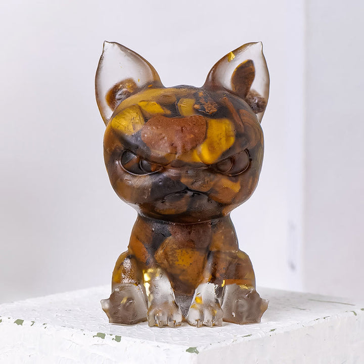 Olivenorma Meditation Dog Ornament Natural Gemstone Decoration - Tiger Eye - image 1